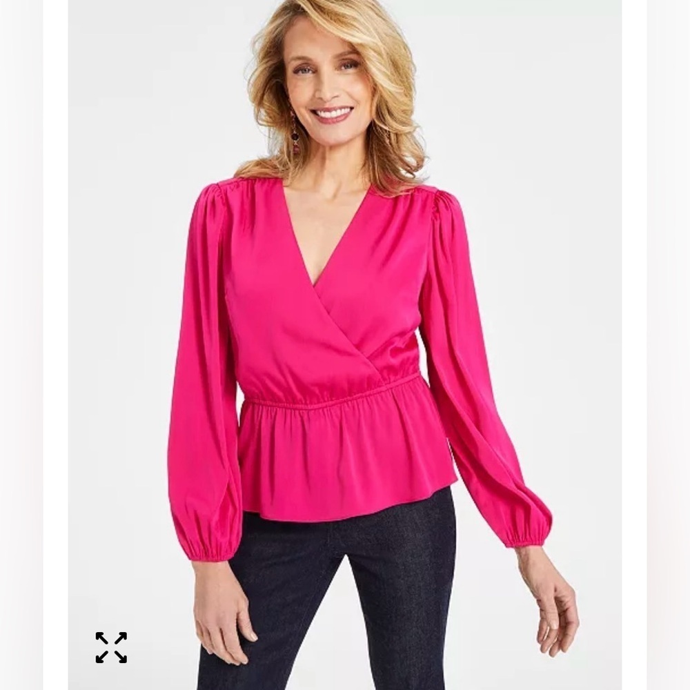 Banana Republic Fuchsia Wrap Blouse NWOT SIZE SMALL long sleeve